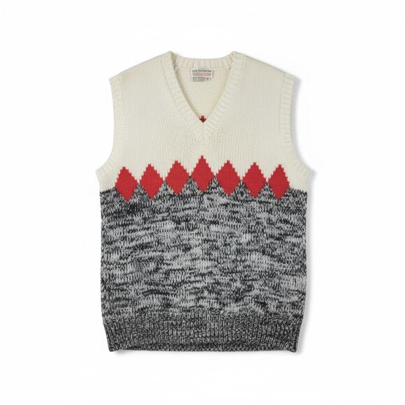 VINTAGE The Next Generation Ivory Grey & Red V-neck Sweater Vest - XL 20 - Picture 1 of 6